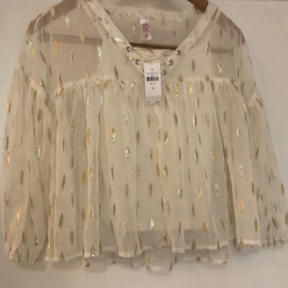 Justice size 12 blouse gold white